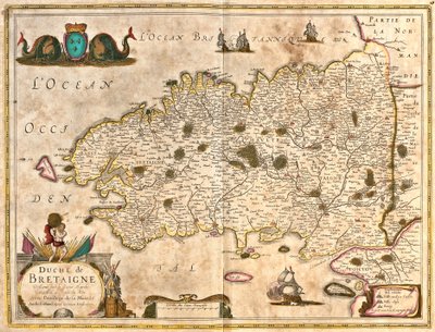 Kort over hertugen af Bretagne (Frankrig) (radering af Frederick de Wit