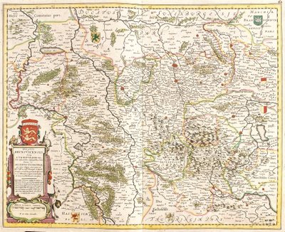 Kort over hertugdømmet Brunswick (Tyskland) (radering af Frederick de Wit
