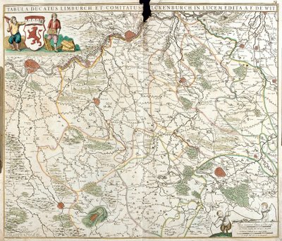 Kort over hertugdømmet Limburg (Belgien) (radering af Frederick de Wit