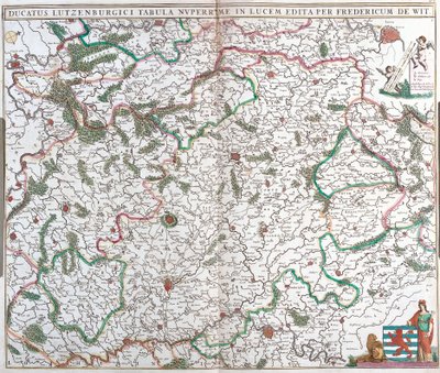 Kort over hertugdømmet Luxembourg (radering af Frederick de Wit