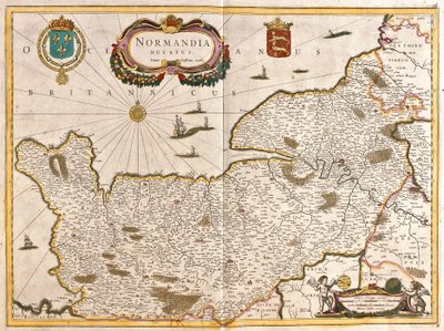 Kort over hertugdømmet Normandiet (Frankrig) (radering af Frederick de Wit