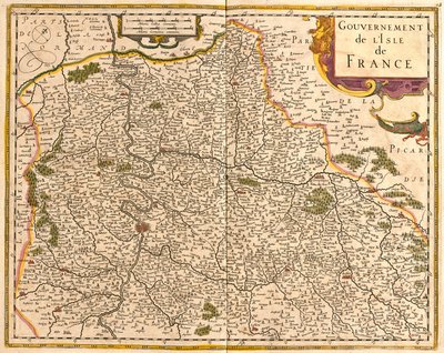 Kort over Ile de France (Frankrig) (radering af Frederick de Wit