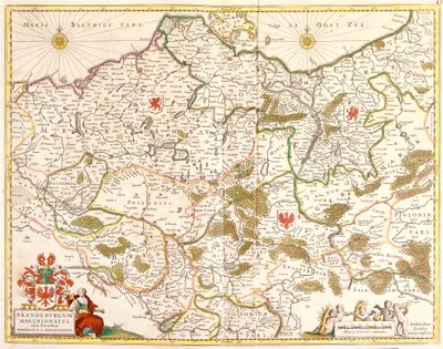 Kort over markgrevskabet af Brandenburg (Tyskland) (radering af Frederick de Wit