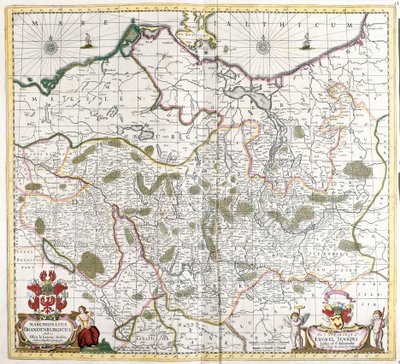 Kort over markgrevskabet af Brandenburg (Tyskland) (radering af Frederick de Wit