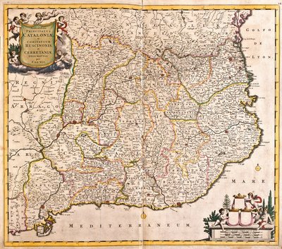 Kort over Principauten af Catalonien (Spanien) (radering af Frederick de Wit