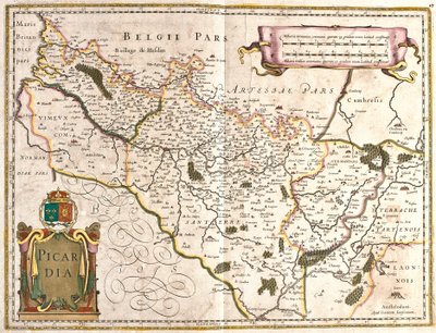 Kort over provinsen Picardie (Frankrig) (radering af Frederick de Wit