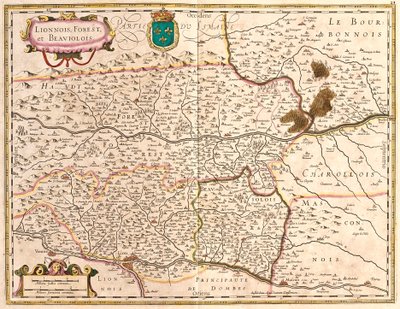 Kort over territorier Lyon og Beaujolais (Frankrig) (radering af Frederick de Wit