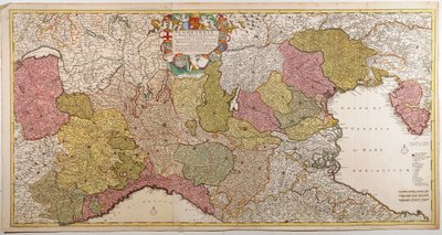 Norditalien. Kort af Frederik de Wit, Amsterdam, Kobberstik. 1705 af Frederick de Wit
