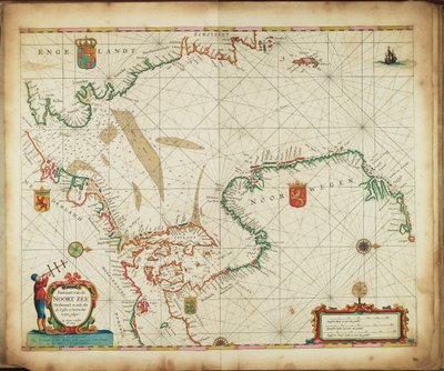 Pascaart van de Noort Zee verthoonende in zich alle de Custen en havens daer rontom gelegen. af Frederick de Wit
