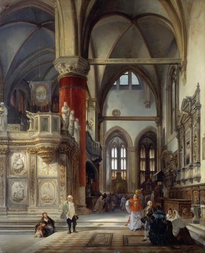 Interiør af brødrenes kirke (Frari) i Venedig af Frederico Moja