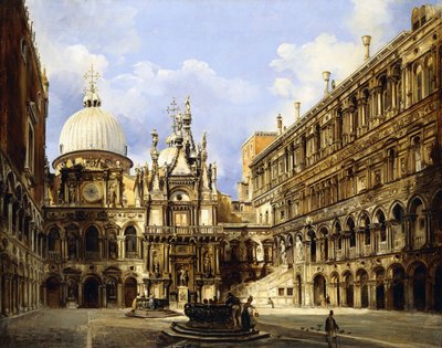 Dogepaladsets gårdhave, Venedig, 1841 af Frederico Moja