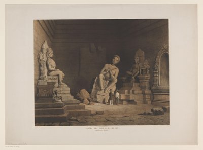 To mænd i ruinerne af Tjandi Mendoet Ruinerne af Tjandi-Moendoet. Residence Kadoe (titel på objekt) af Frederik Hendrik Weissenbruch