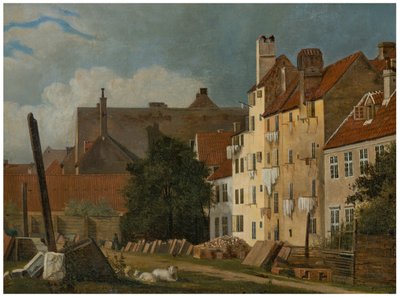 View of Marmorpladsen, Copenhagen (Partie af Marmorpladsen i Kjöbenhavn) af Frederik Sødring