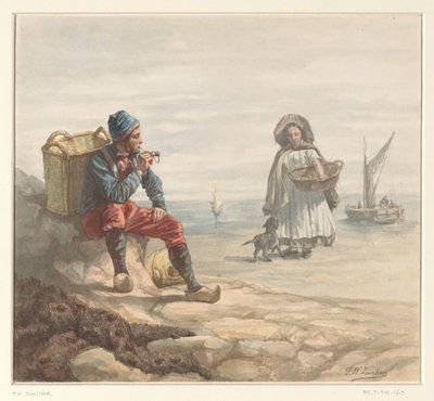 Fiskere på stranden af Frederik Willem Zürcher