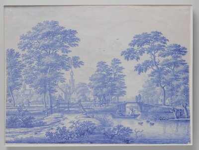 Plade med udsigt over Overschie nær Rotterdam Tallerken med ansigt på Overschie af Frederik van Frytom (attributed to)