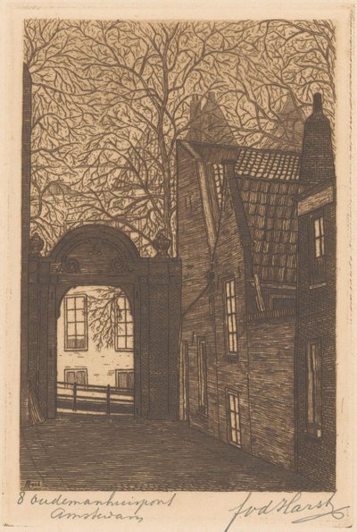 Oudemanhuispoort i Amsterdam af Frederik van der Harst (signed by artist)