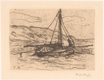 Rejebåd til søs af Frederika Henriëtte Broeksmit (signed by artist)