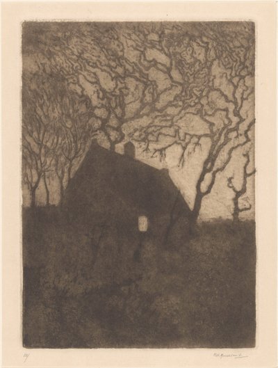 Hus om natten af Frederika Henriëtte Broeksmit (signed by artist)