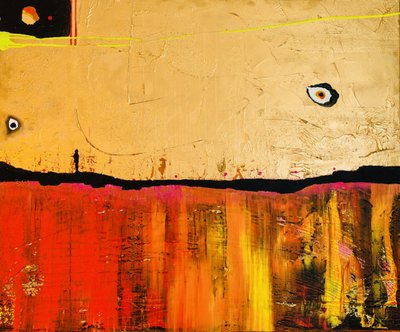 En ensom skikkelse ved den gyldne horisont af Fredrik Olsen