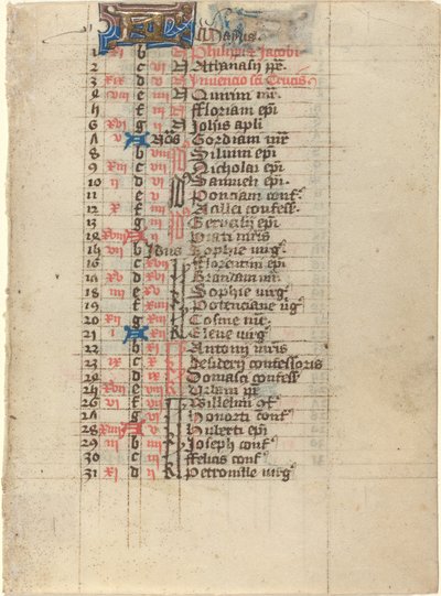 Side fra en Timebog af French 15th Century