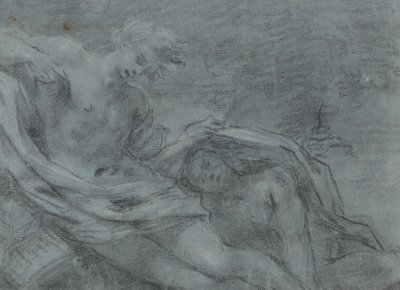 To liggende figurer [verso] af French 17th Century