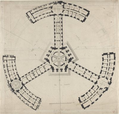 Grundplan for et Kunstakademi af French 18th Century