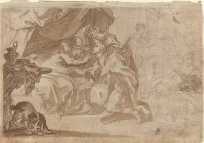 Jakob og Rebekka før Isak [recto] af French 18th Century