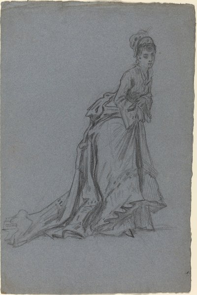 Moderigtig ung kvinde træder frem af French 19th Century