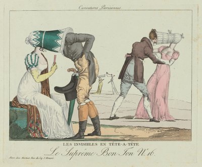 The Invisibles en-til-en (Tete-a-Tete med Poke Bonnets) af French 19th Century