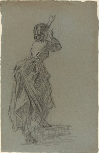 Ung kvinde klatrer et trin af French 19th Century