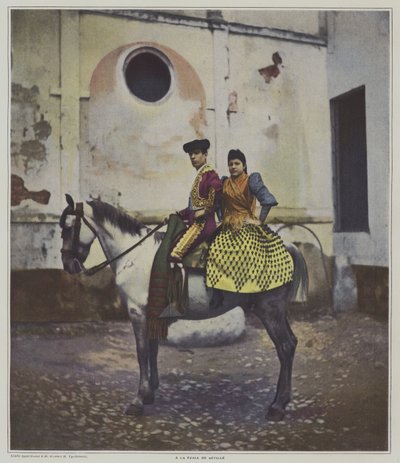 På Feria i Sevilla (farve litho) af French Photographer