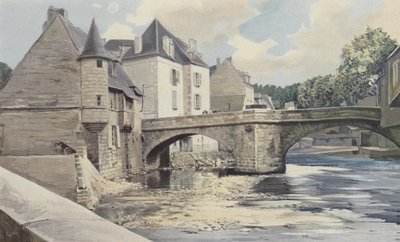 Aubusson, Pont de la Terrade, på Creuse, nedstrøms udsigt af French Photographer
