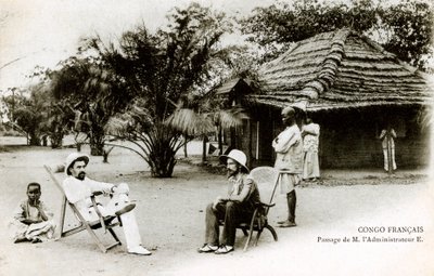 Brazzaville (Fransk Ækvatorial Afrika - A.E.F.) Congo francais: passage af hr. administratoren E. begyndelsen af det 20. århundrede (s/h foto) af French Photographer