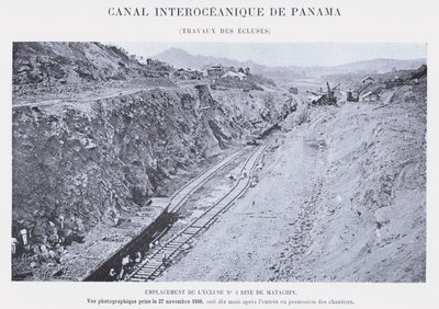 Panama Interoceanic Canal, Lock Works (bw-billede) af French Photographer