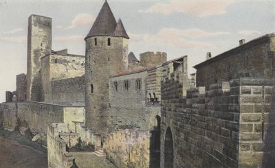 Carcassonne Cite, View O Chemin des remparts, Tower of Justice (før restaurering) af French Photographer