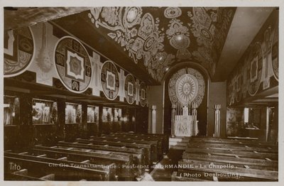Kapel om bord på dampbåden, la Normandie. Postkort sendt i 1913. af French Photographer