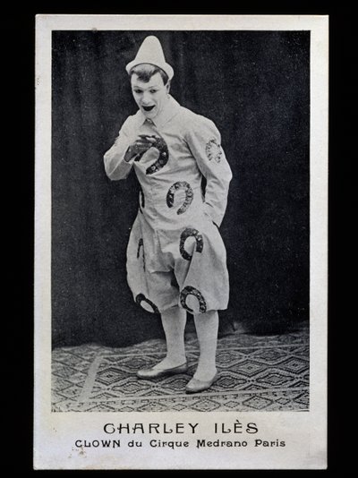 Klovn Charley Iles (1876-?) fra Medrano-cirkus i Paris, ca. 1910, postkort, Frankrig, 20. århundrede af French Photographer