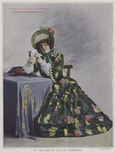 Emilie Mily-Meyer som Mademoiselle Lenormand i La Revue Retrospective (farvet foto) af French Photographer