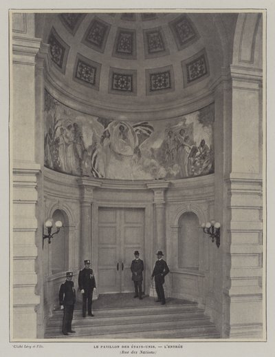 Indgang til den amerikanske pavillon, Exposition Universelle 1900, Paris (s/h foto) af French Photographer