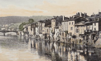 Epinal, Gamle huse på Quai Rualmenil, ved bredden af ​​Mosel af French Photographer