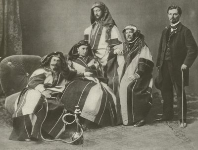 Ferdinand De Lesseps (anden fra højre) på arbejde på Suez-kanalen (s/h-foto) af French Photographer
