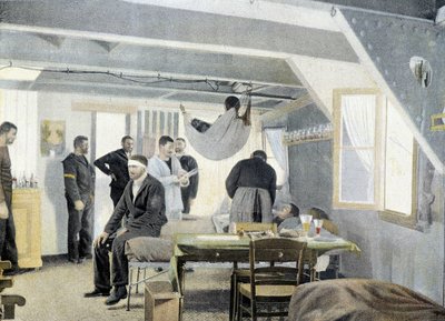 Fransk flåde, slutningen af 1800-tallet: Inspektion på sygehuset, lægebesøg - Bibl. des Arts deco. af French Photographer