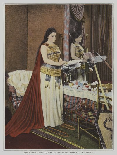 Den franske sopran Lucienne Breval i rollen som Brunnhilde i Richard Wagners opera Die Walkure (Valkyrien) (farvefoto) af French Photographer