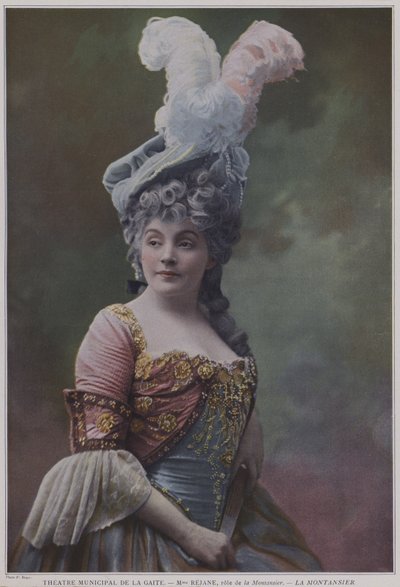 Gabrielle Rejane i titelrollen i La Montansier (farvet foto) af French Photographer