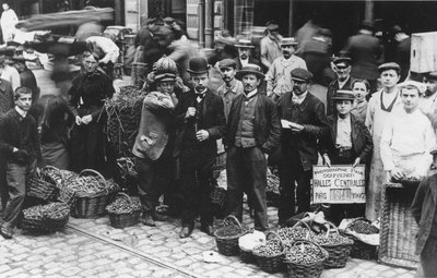 Gartnere på Les Halles-markedet, Paris, 1907 af French Photographer