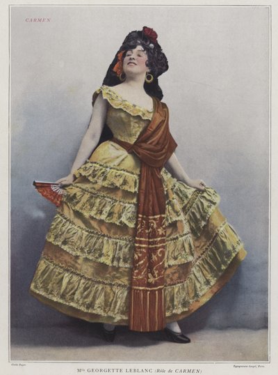 Georgette Leblanc som Carmen, 1899 (farvet foto) af French Photographer