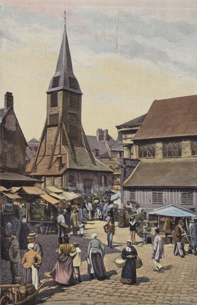 Honfleur, Place du Marche og Sainte-Catherine-kirken af French Photographer