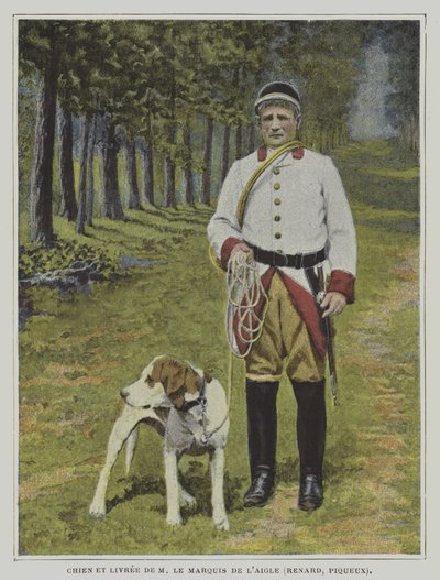 Hund og jæger i bemaling af jagten på Marquis de l