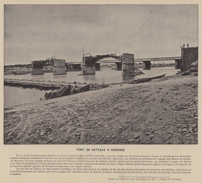 Kommunen i Paris, Pont De Bateaux ved Asnieres (s/h foto) af French Photographer