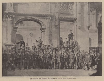 Pariserkommunen, en gruppe af nationale garder, gårdhave til Ecole des Beaux-Arts (s/h foto) af French Photographer